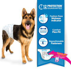 Four Paws Wee-Wee: cierres reposicionables para un ajuste seguro.