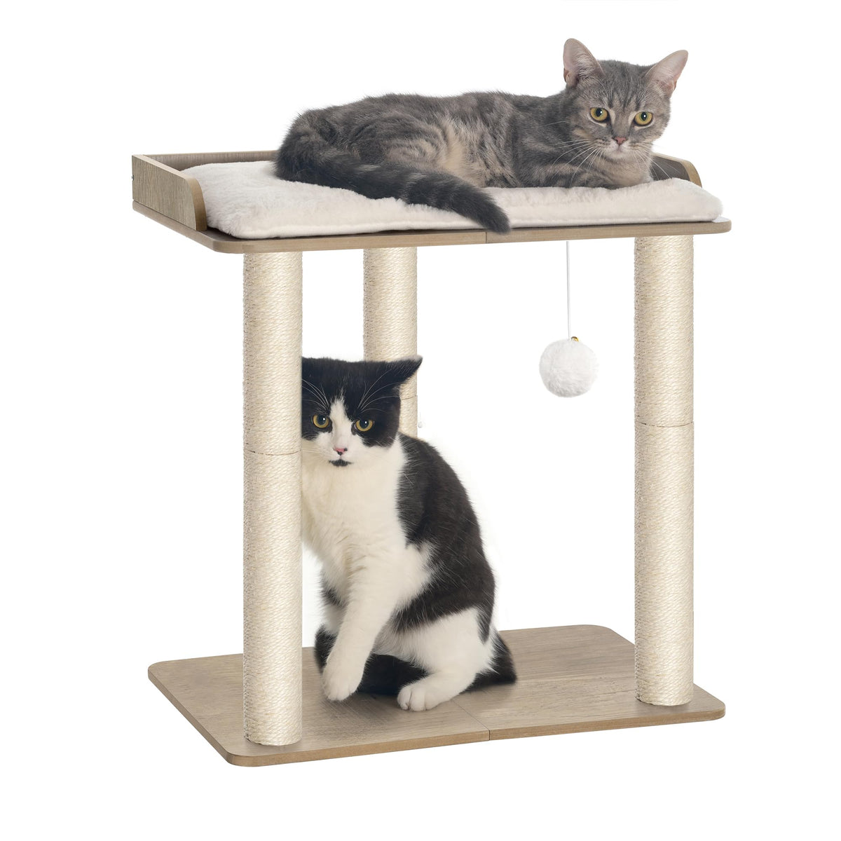 Torre FourFurPets con plataforma grande para descanso cómodo de gatos.