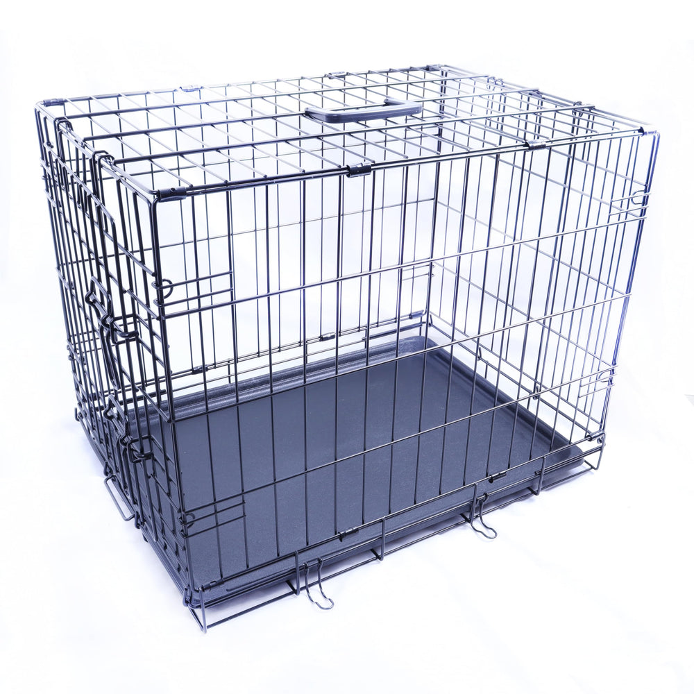 FOURPAW jaula-perro-metal-facil-limpieza, base de bandeja desmontable para limpiar