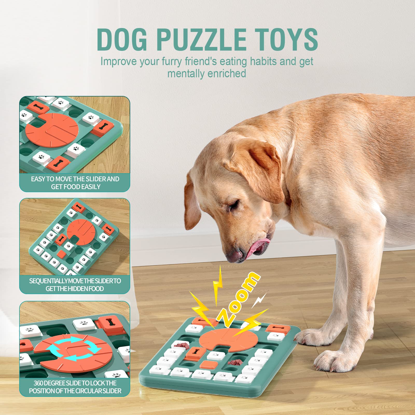 FOXMM Rompecabezas interactivo con centro sonoro, atrae al perro y refuerza el juego.