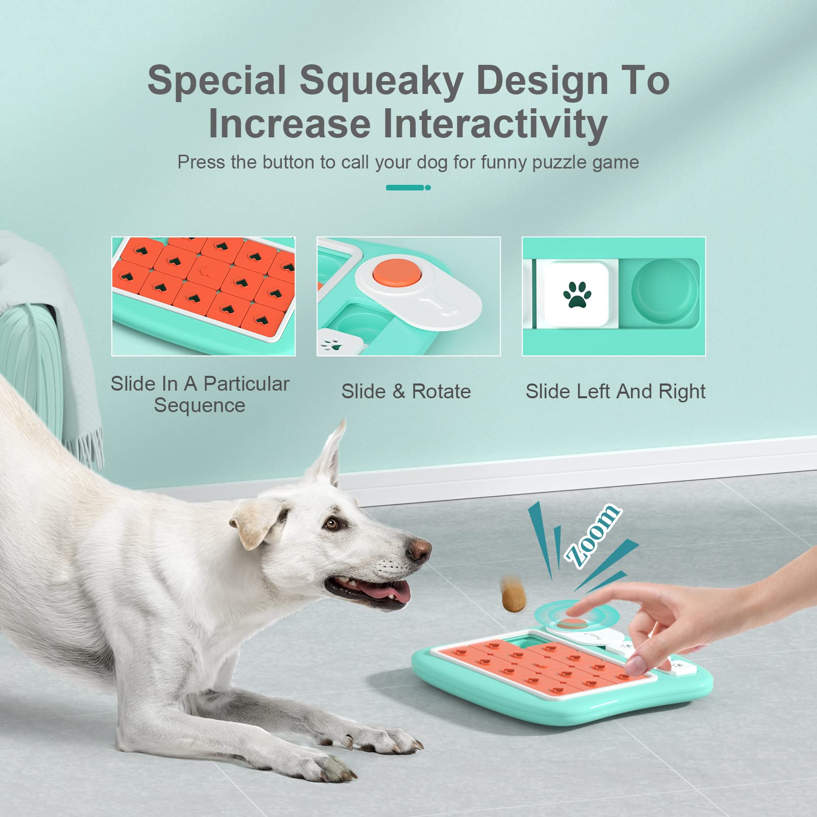FOXMM Juego puzzle educativo para perros, desafía su inteligencia durante el juego.