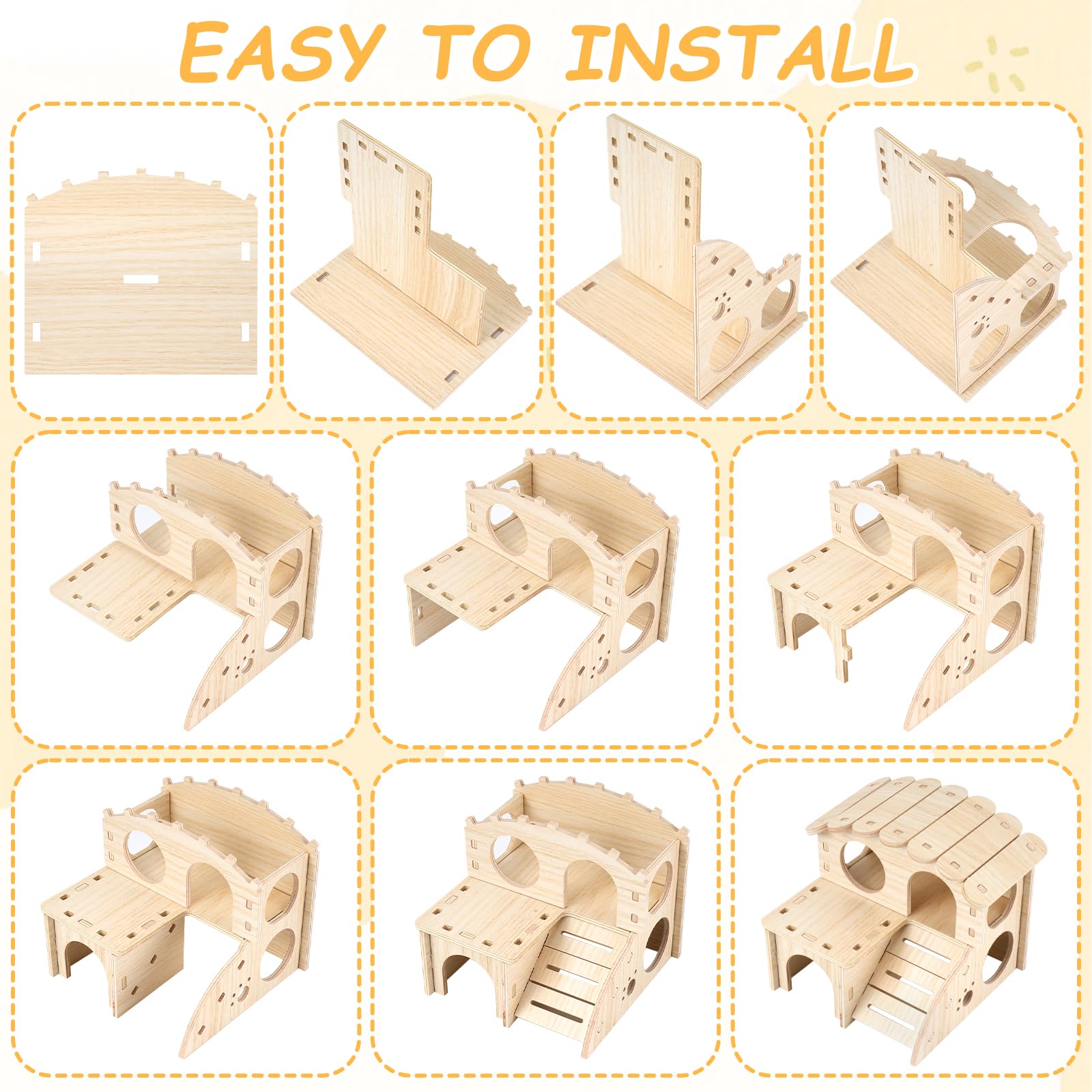 Foxtell casa de madera para hamster – refugio natural y cómodo para descansar