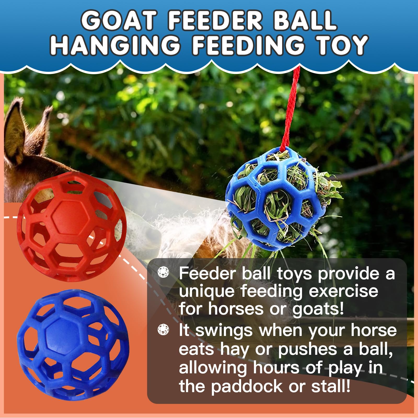 Foycow bola de heno para caballos, reduce estrés durante el juego