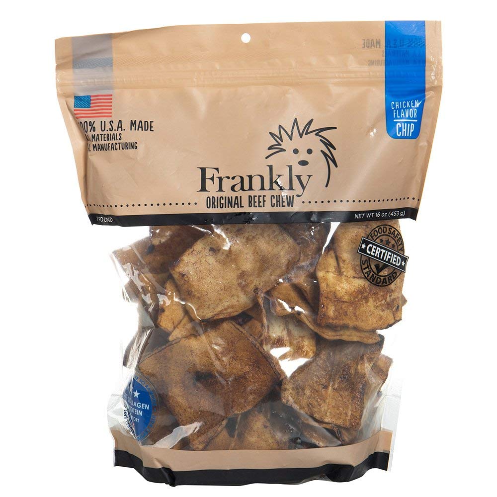 Trocitos crujientes sabor pollo de Frankly Pet Nws para perros, ideal para masticar y entretener