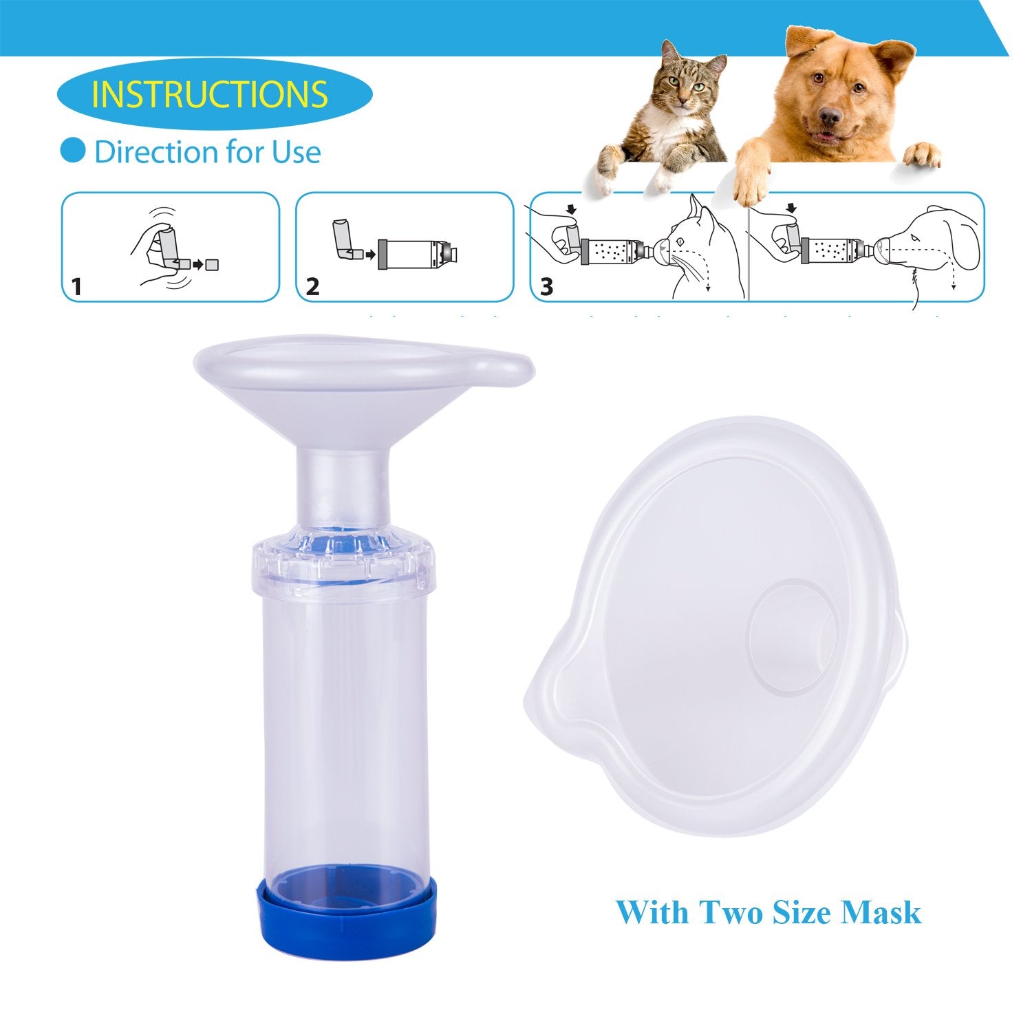 Free-Space cámara de aire para inhalación en mascotas, ayuda a administrar dosis con menos esfuerzo.