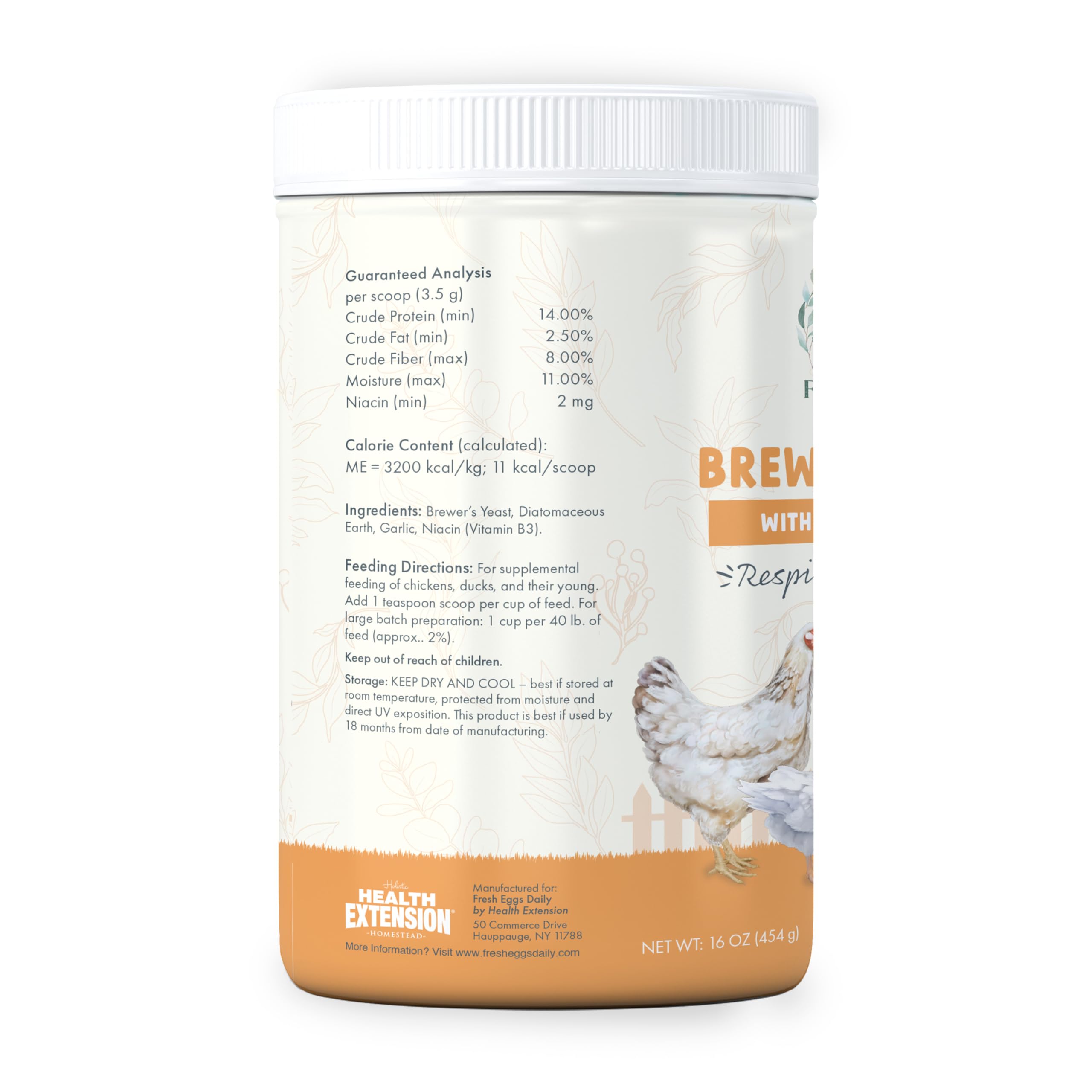 Fresh Eggs Daily añadir levadura al comedero diaria para aves.