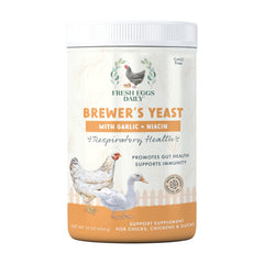 Fresh Eggs Daily levadura de cerveza con ajo y niacina en empaque de 1 libra para aves.