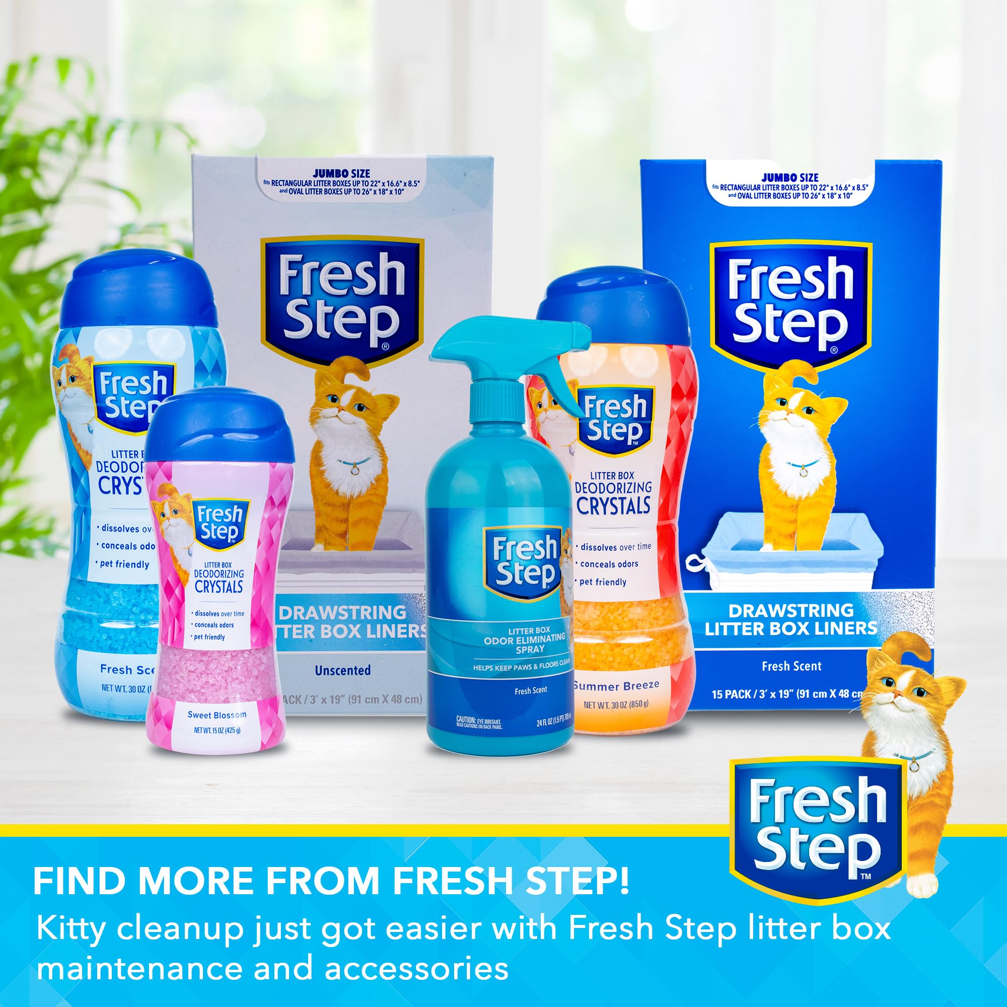 Fresh Step cristales secos permanecen en la caja, desodorizan sin añadir líquidos