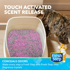 Fresh Step cristales secos para caja de arena, evitan desorden.