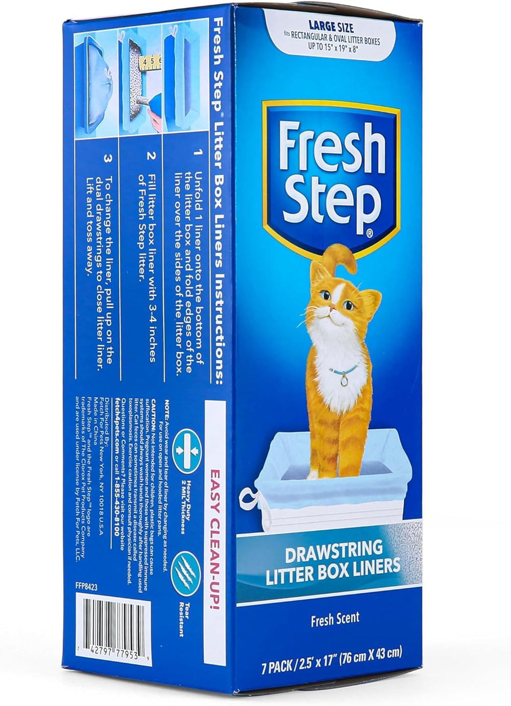 Liner Fresh Step: film durable résistant aux déchirures et aux griffures.