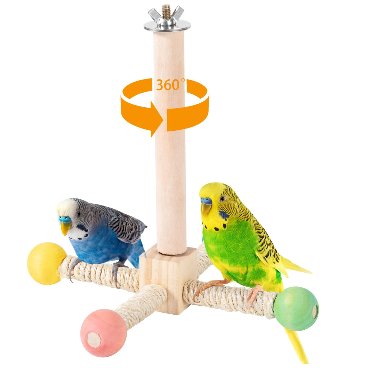 FrgKbTm percha rotatoria para pajaros, ideal para estimular movimiento y juego.