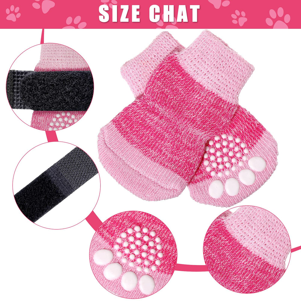 Frienda cierres de nylon ajustables en calcetines, aseguran ajuste cómodo para gatos y perros, rosa
