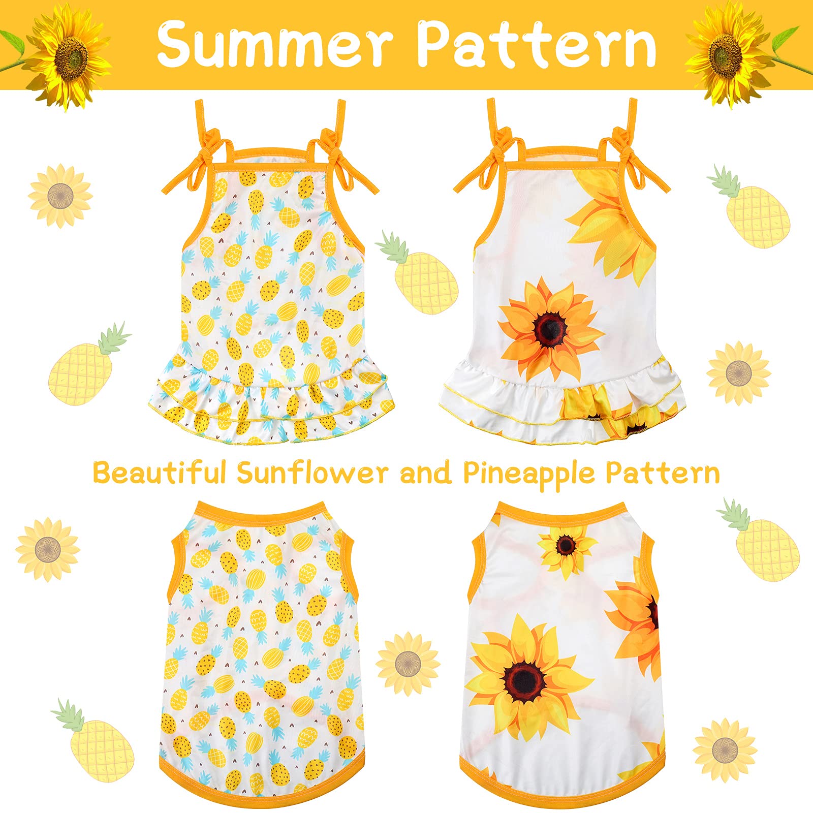 Frienda vestido para perro con diseño girasol, colorido y alegre.