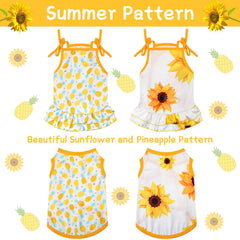 Frienda vestido para perro con diseño girasol, colorido y alegre.