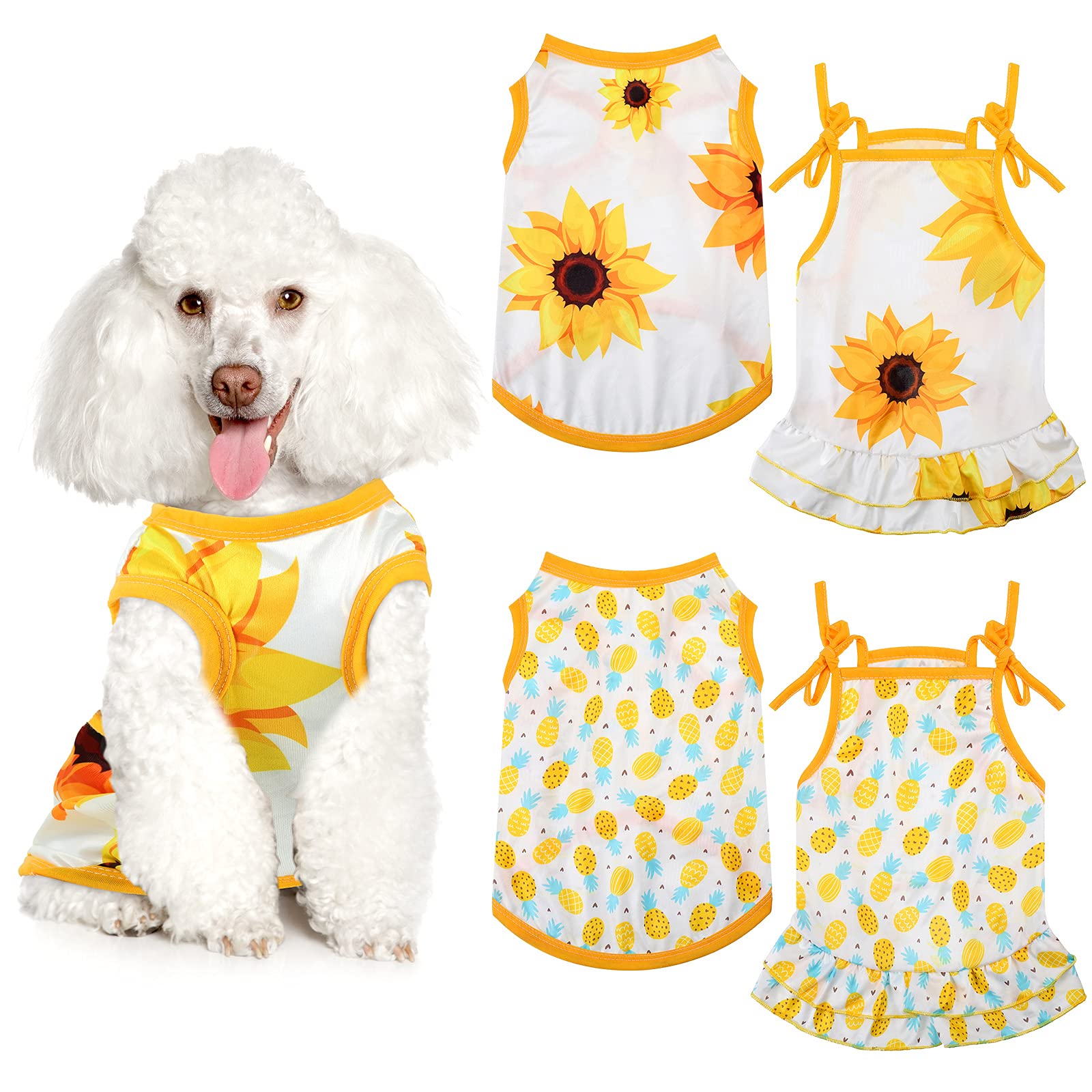 Frienda vestido para perro con diseño piña en la parte frontal, ideal para verano.