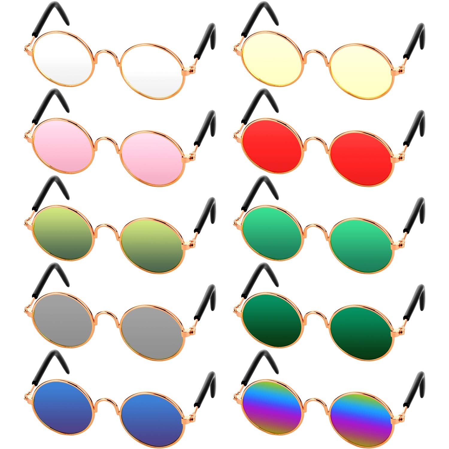 Frienda gafas para mascotas, lentes redondas de metal para fotos divertidas.