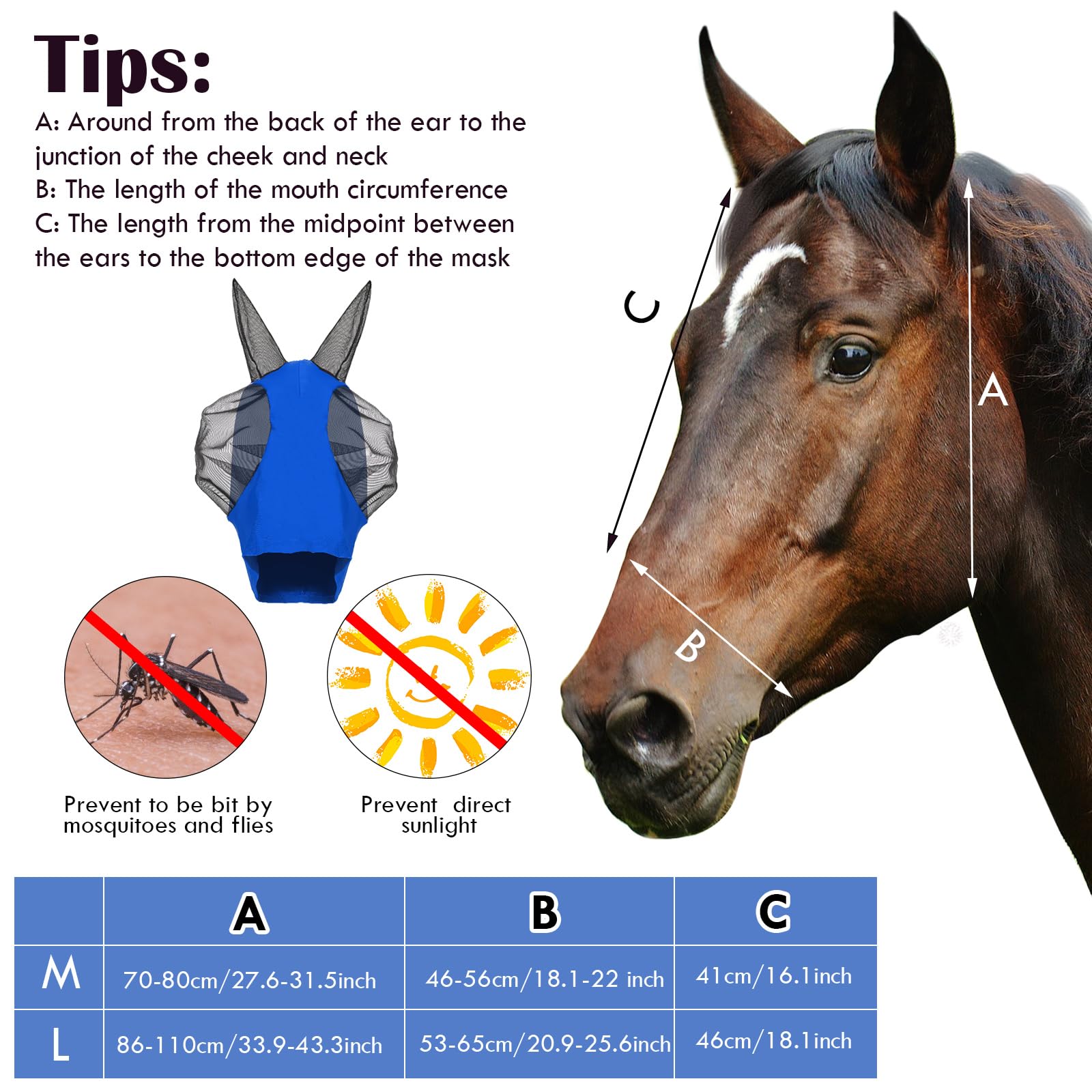 Ajuste fácil Frienda, máscara para caballo, uso cómodo