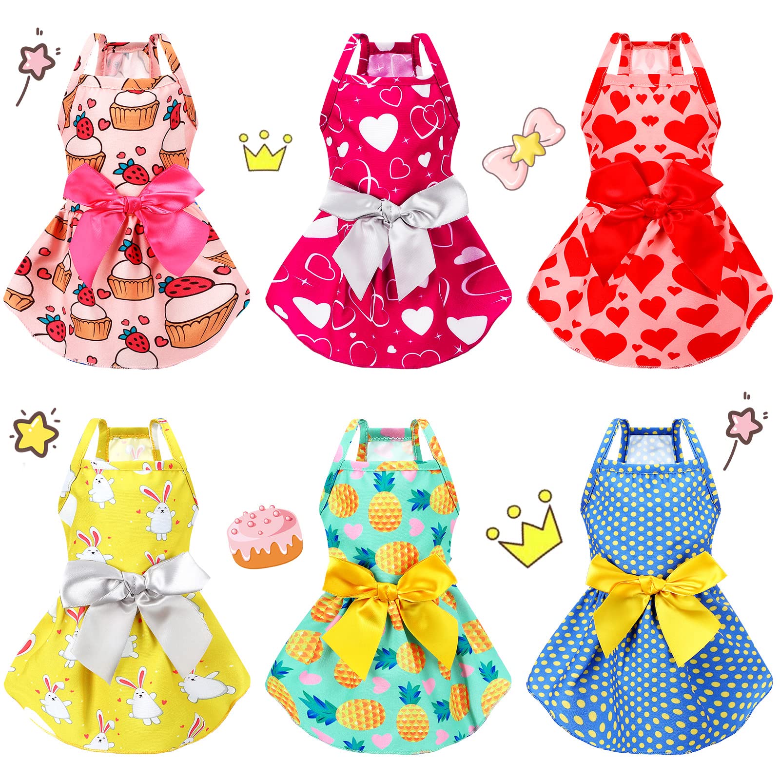 Frienda vestido para perro con arco princesa, ideal para paseos elegantes.