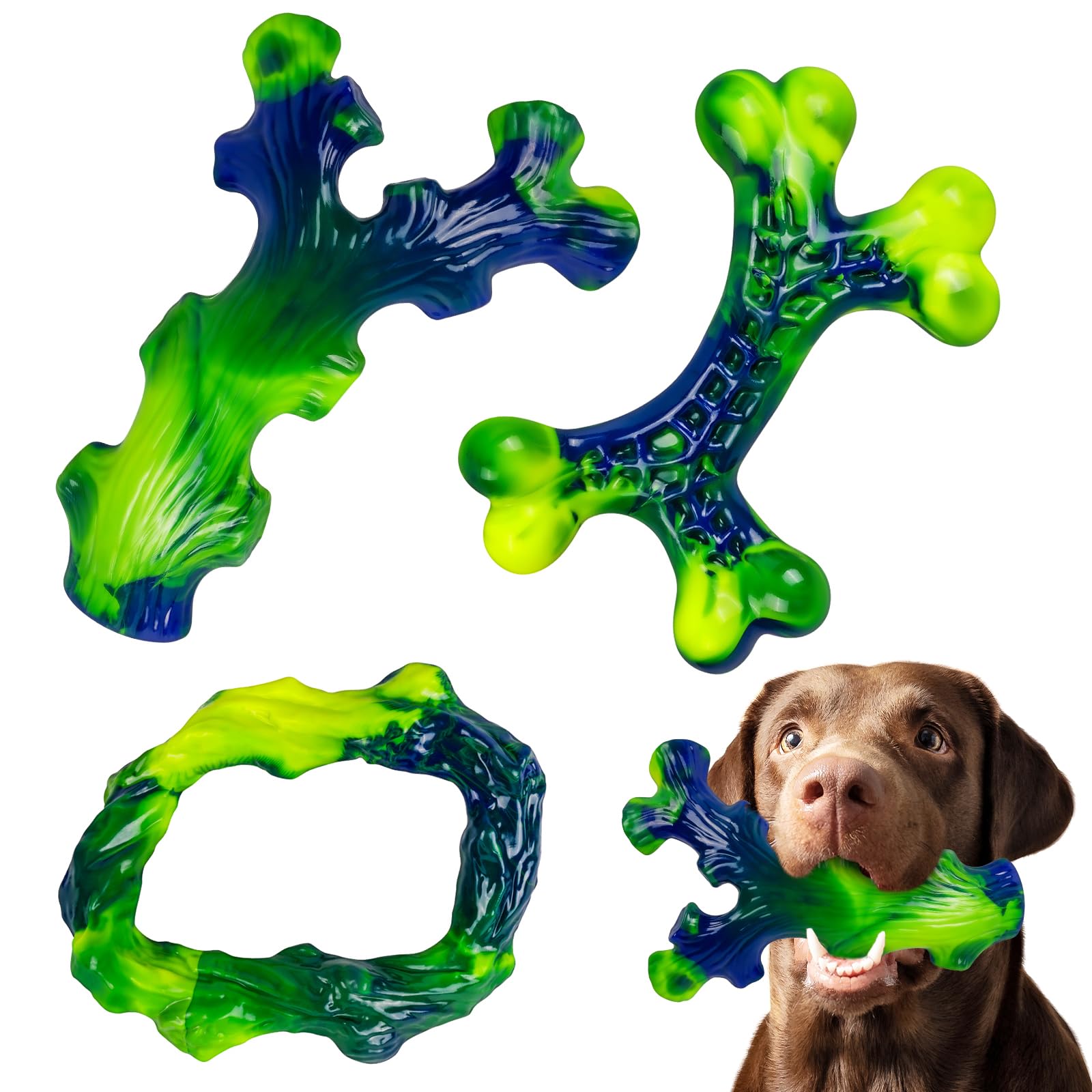 Frienhund: conjunto de tres juguetes de nylon indestructibles para masticadores agresivos.