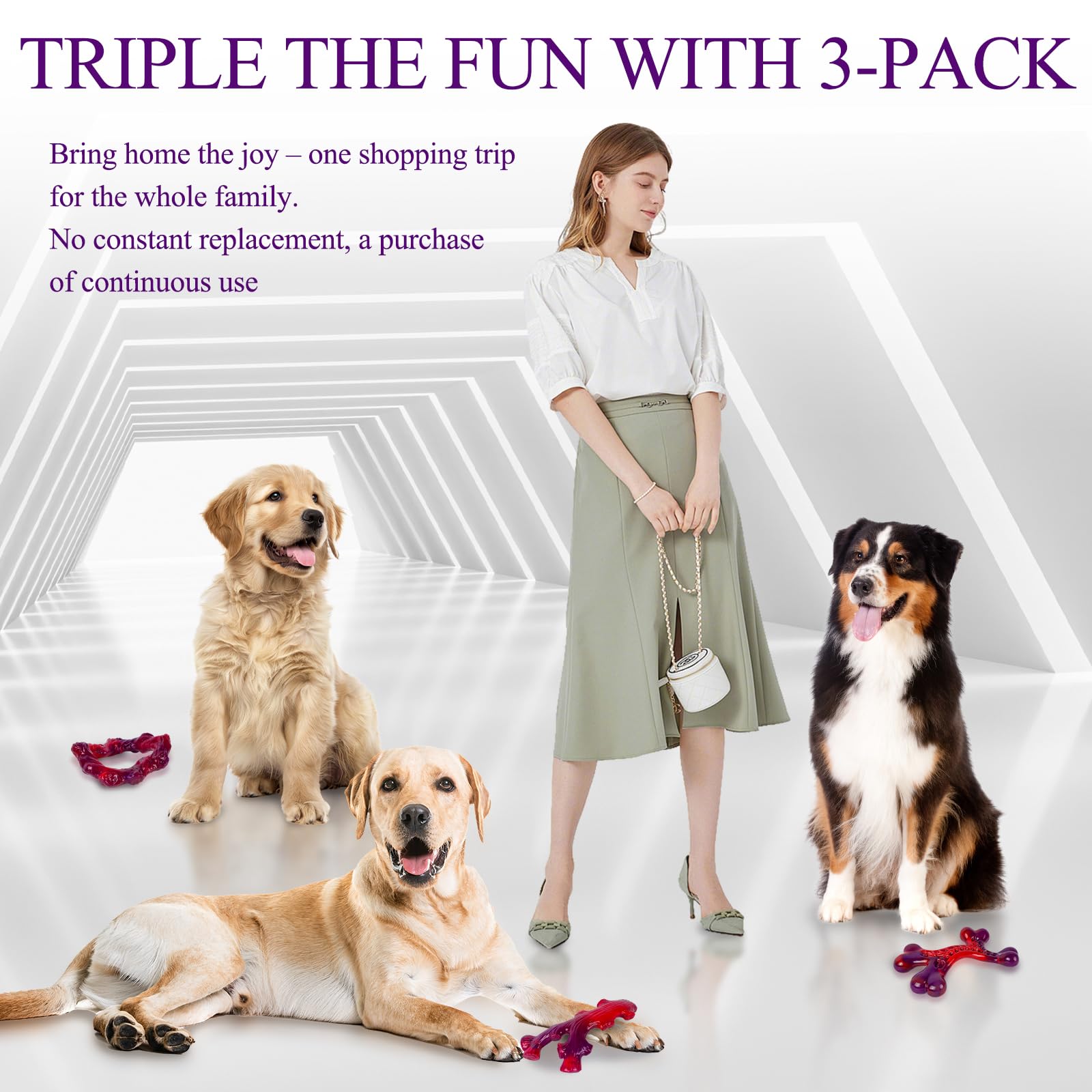 Frienhund pack triple de juguetes duraderos para varios perros