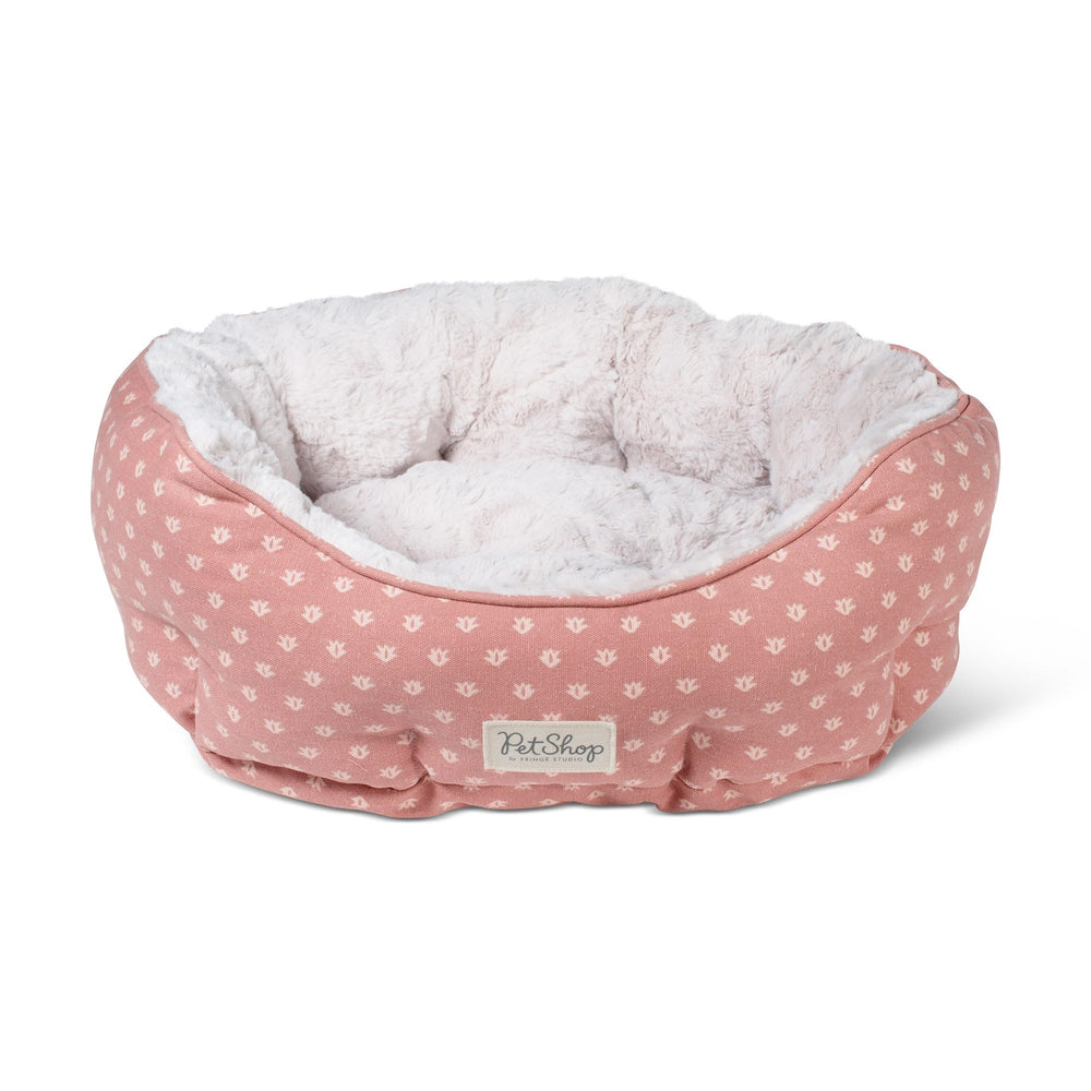 Fringe Studio Ditsy Block Dark Bush, cama para mascotas redonda de 20 pulgadas, ideal para siestas relajantes