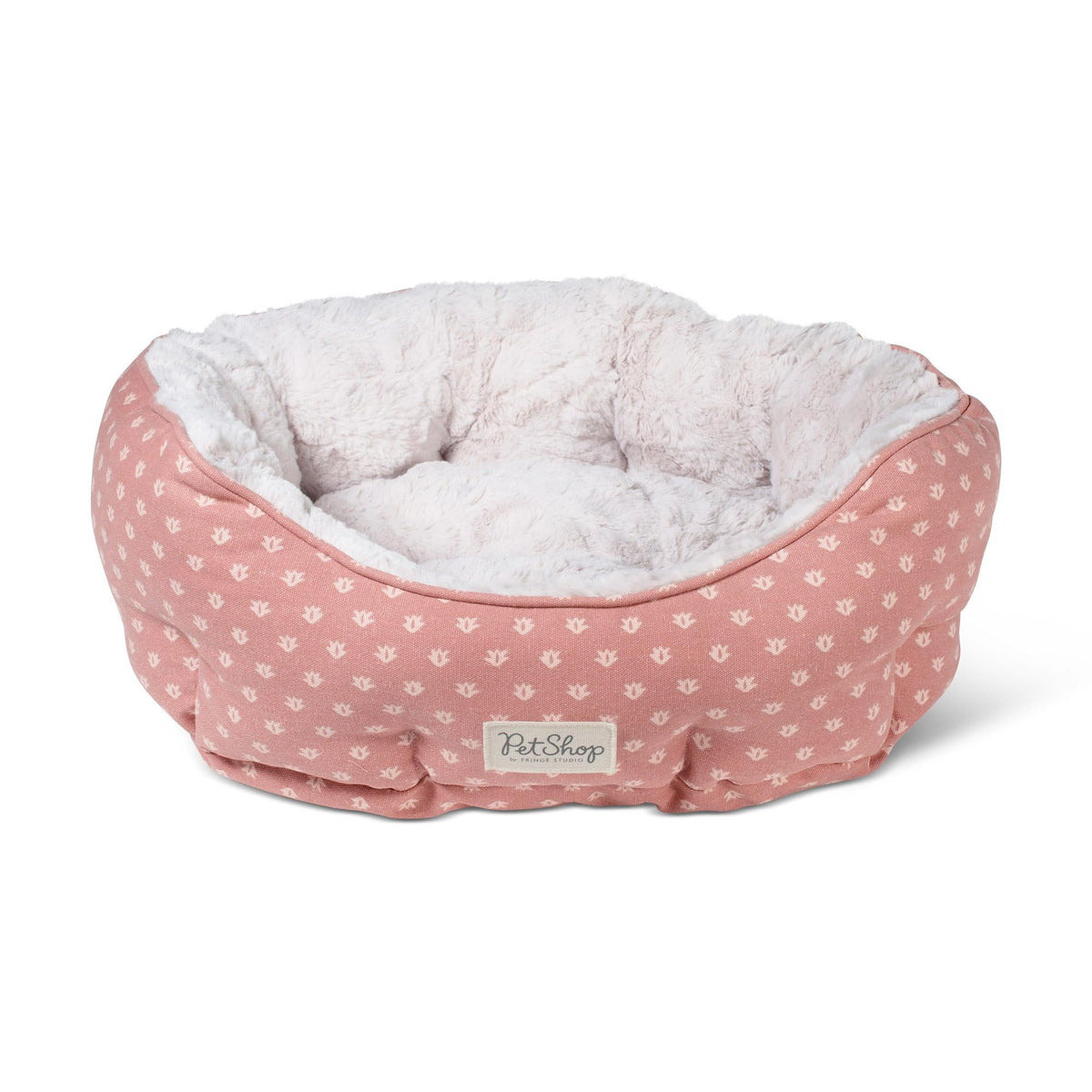 Fringe Studio Ditsy Block Dark Bush, cama para mascotas redonda de 20 pulgadas, ideal para siestas relajantes