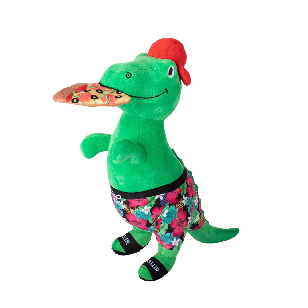 Fringe Studio Pizzasaurus Rex, juguete con sonido chirriante para perros activos.