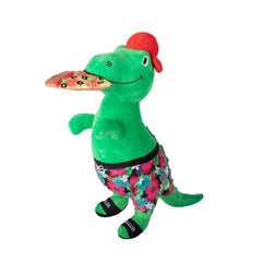Fringe Studio Pizzasaurus Rex, juguete con sonido chirriante para perros activos.