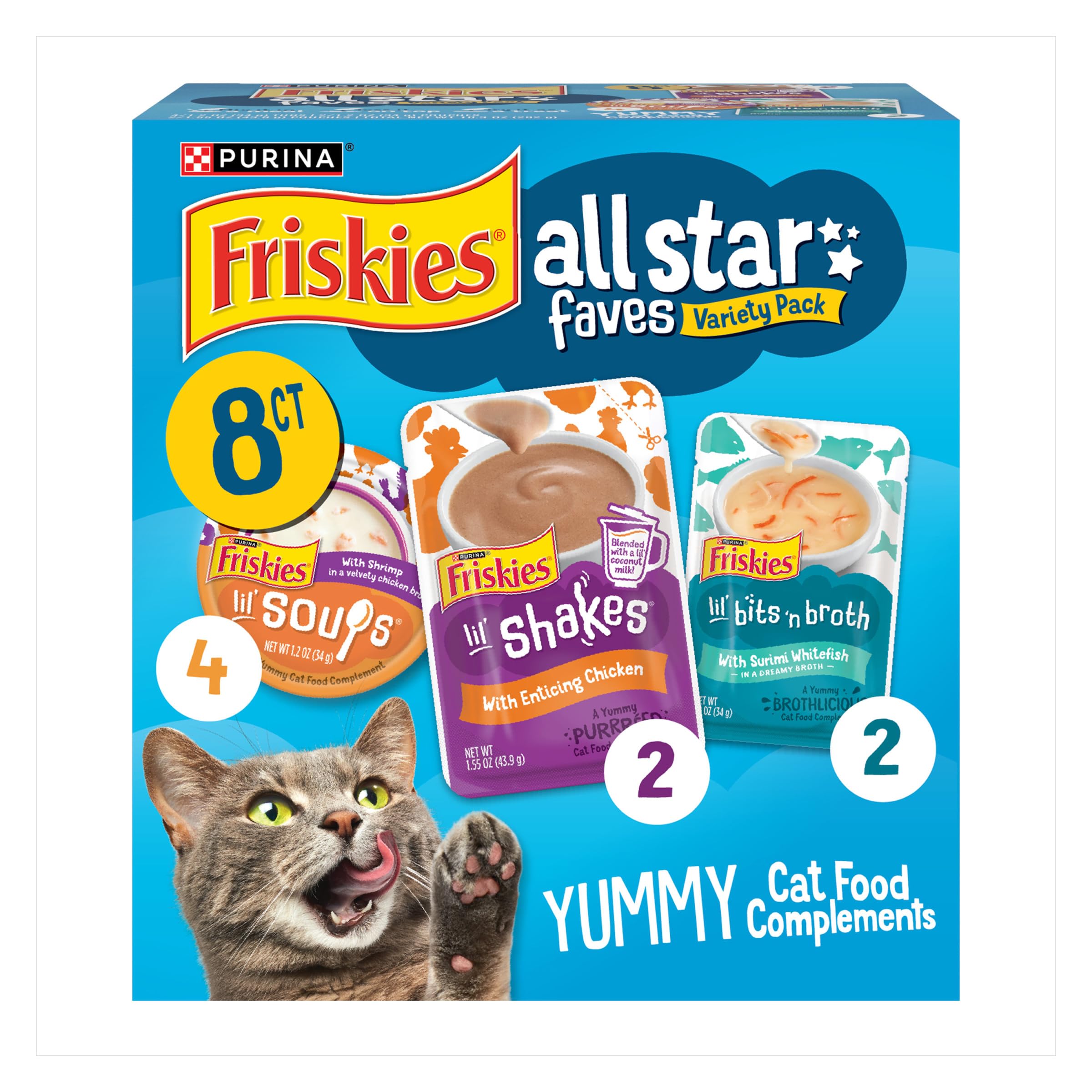 Friskies All-Star Faves: mini sopa de camarón para humedecer croquetas y realzar sabor.