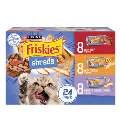 Friskies deshebrados de res en lata: textura tierna y sabrosa.