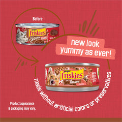 Friskies Extra Gravy: trozos de carne en salsa húmeda, textura atractiva para gatos.
