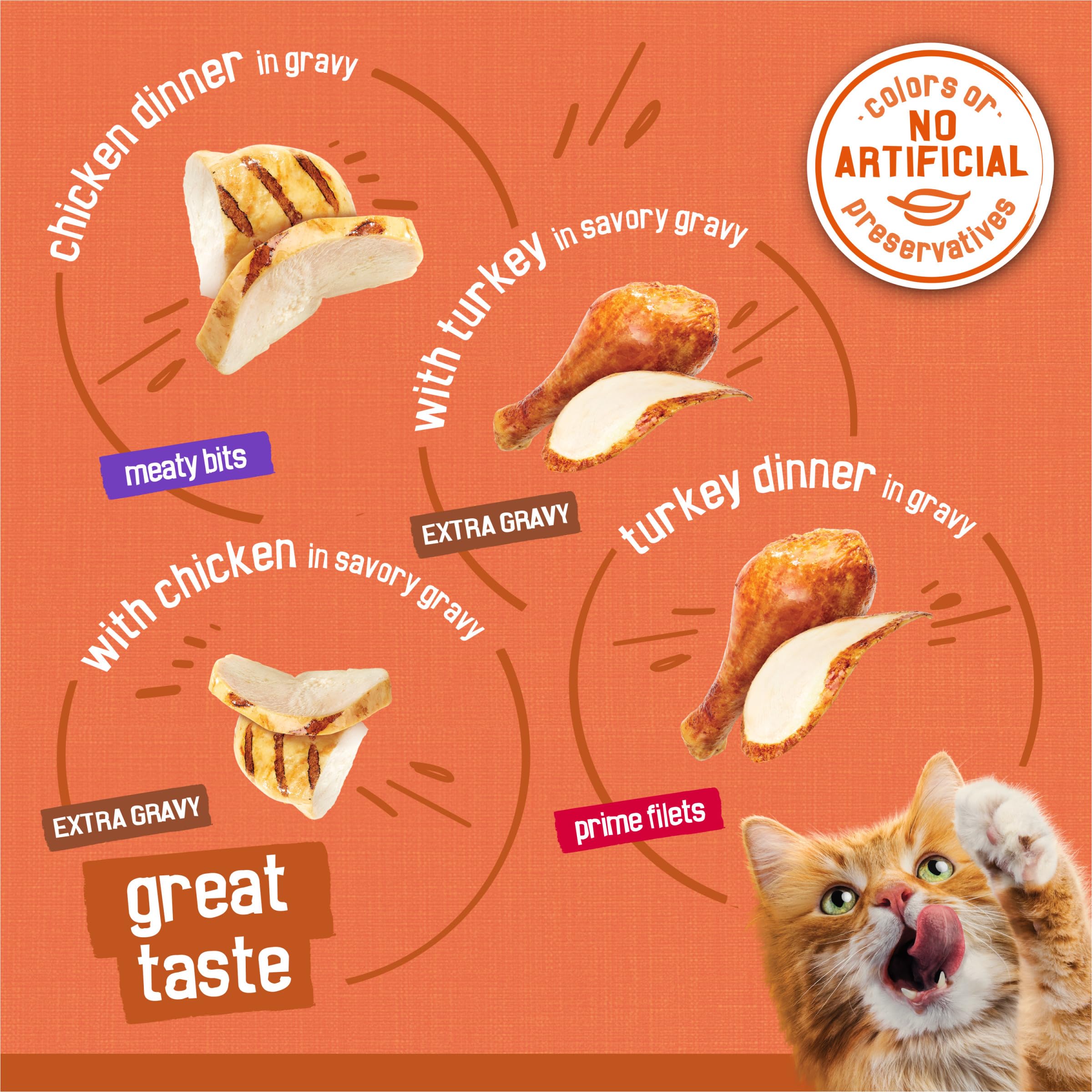 Friskies filetes prima en salsa de pavo, trozos jugosos.