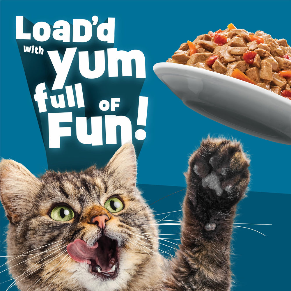 Friskies Fully Load’d: ingredientes de calidad aportando sabor y nutrición para gatos adultos.