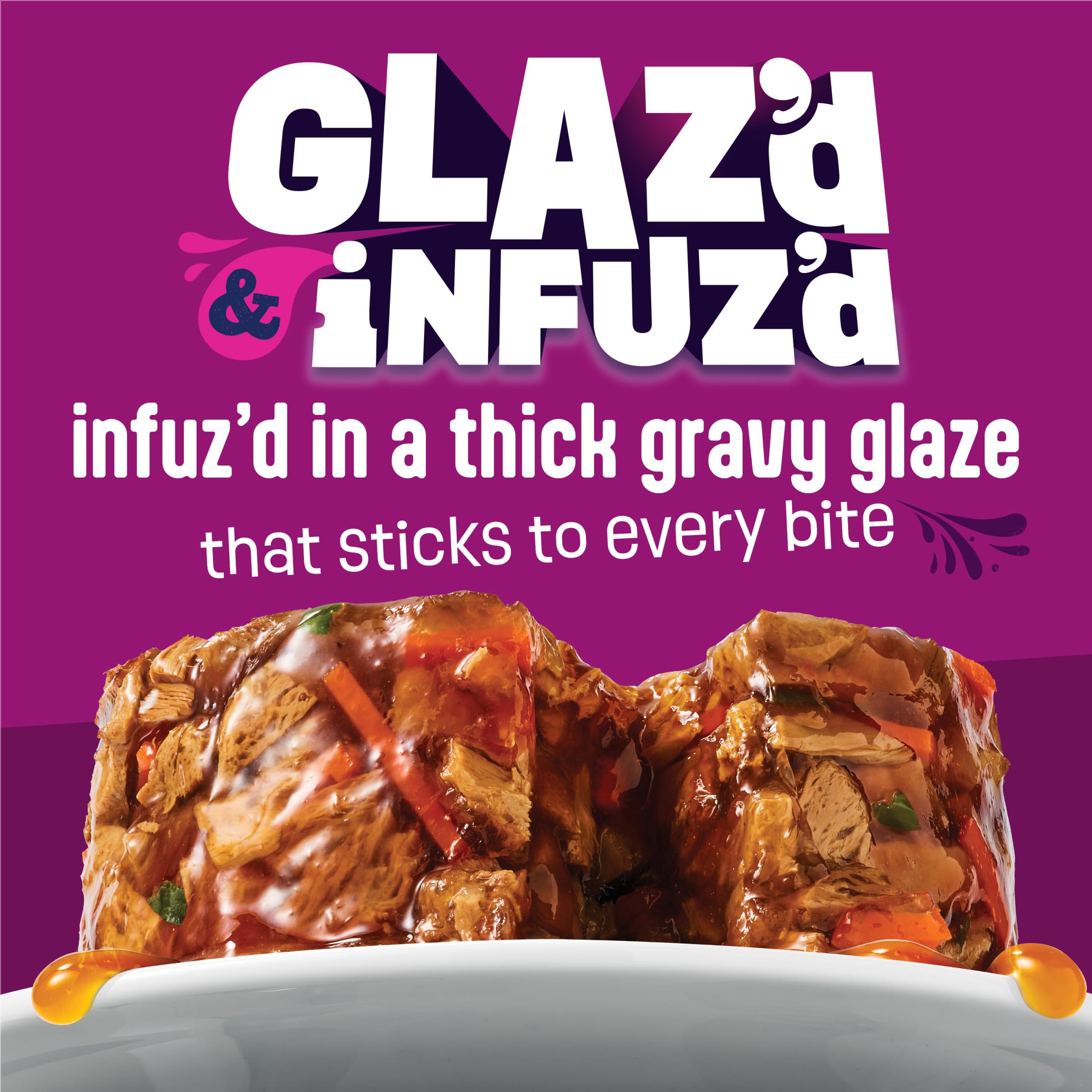 Friskies Glaz’d e Infuz’d, lata abierta con salsa espesa que adhiere.