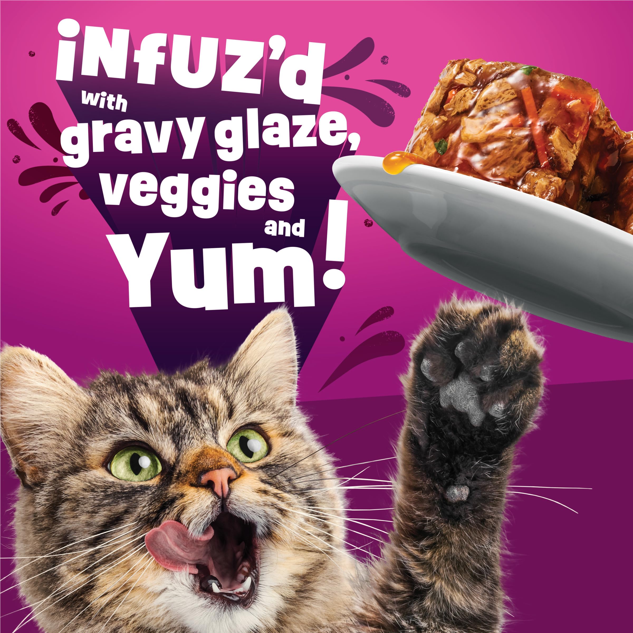 Friskies Glaz’d e Infuz’d, pollo en trozos jugosos con salsa rica.