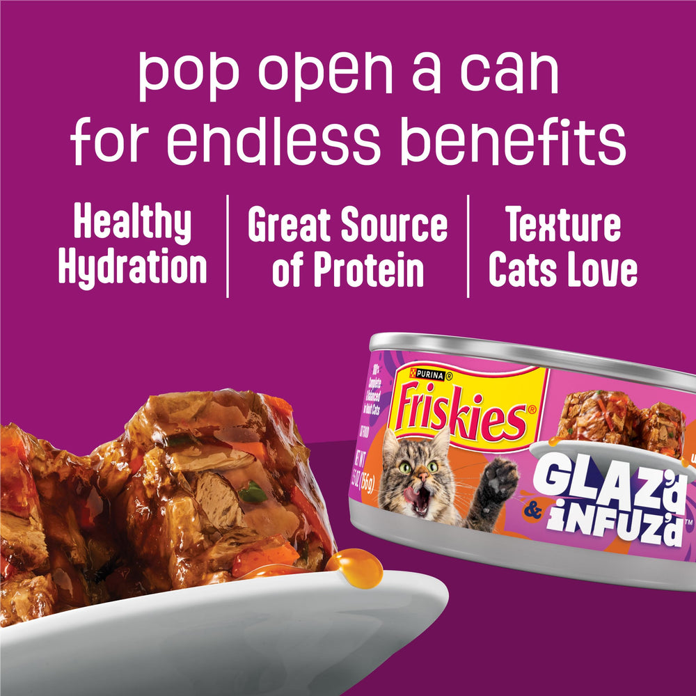 Friskies Glaz’d e Infuz’d, mezcla-sabores para variedad de texturas.