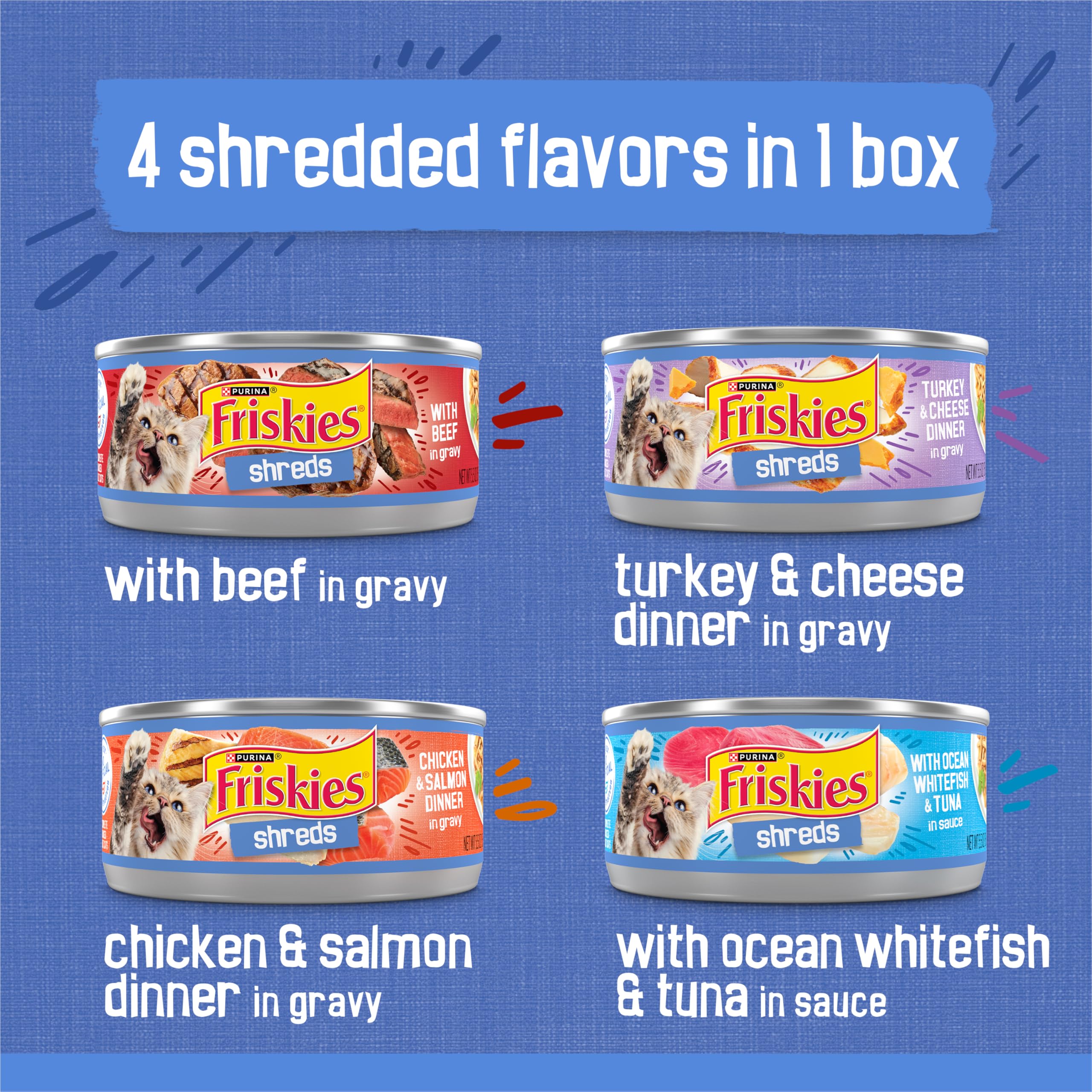 Friskies Gravy con pollo y salmón, lata de 5,5 onzas, textura suave para masticar.