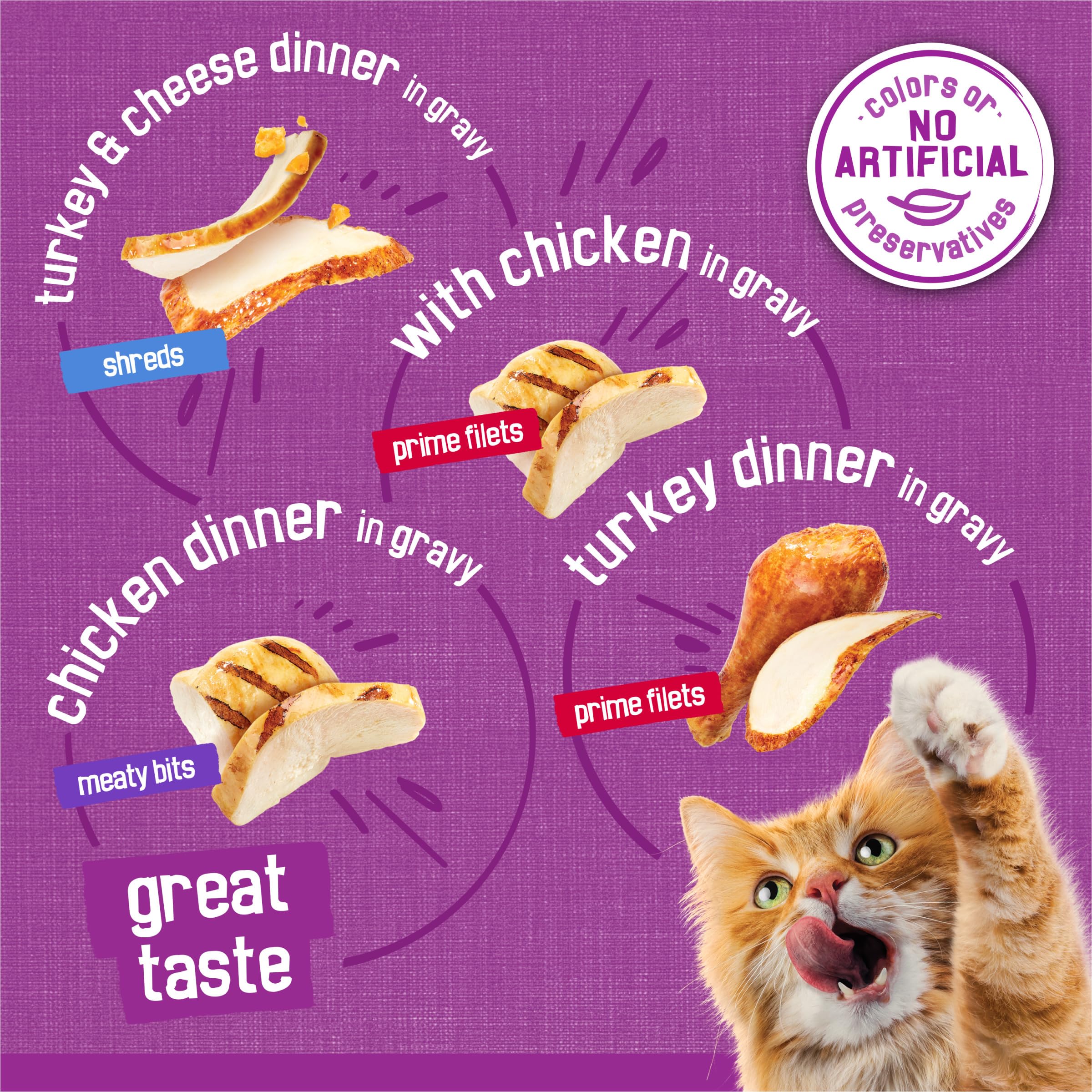 Friskies Gravy: lata de pavo trozos sabrosos para variedad diaria.