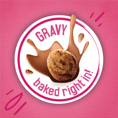 Friskies Gravy Swirlers textura cremosa en cada porción.