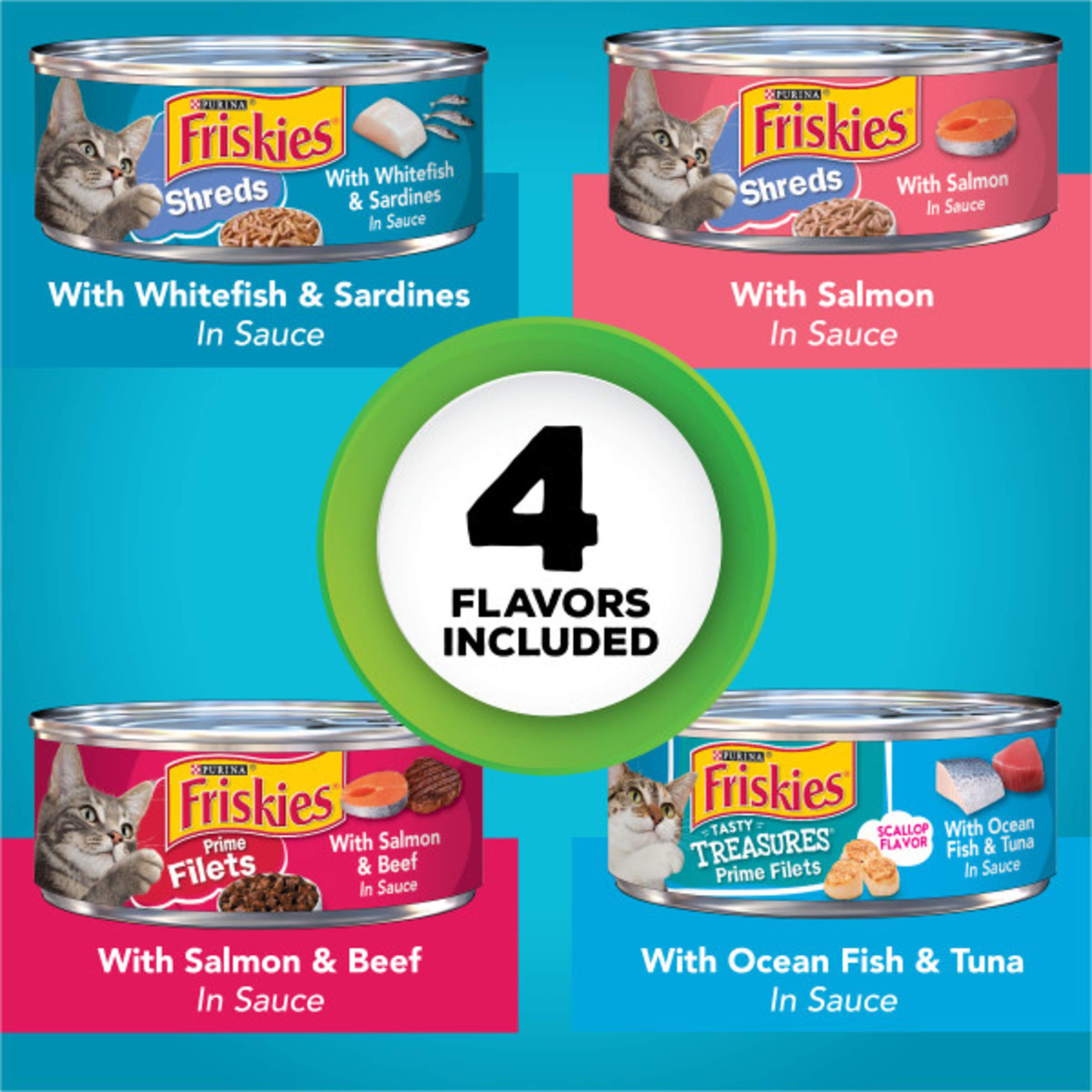 Friskies lata pescado con salsa extra, ideal para una cena rápida y sabrosa.