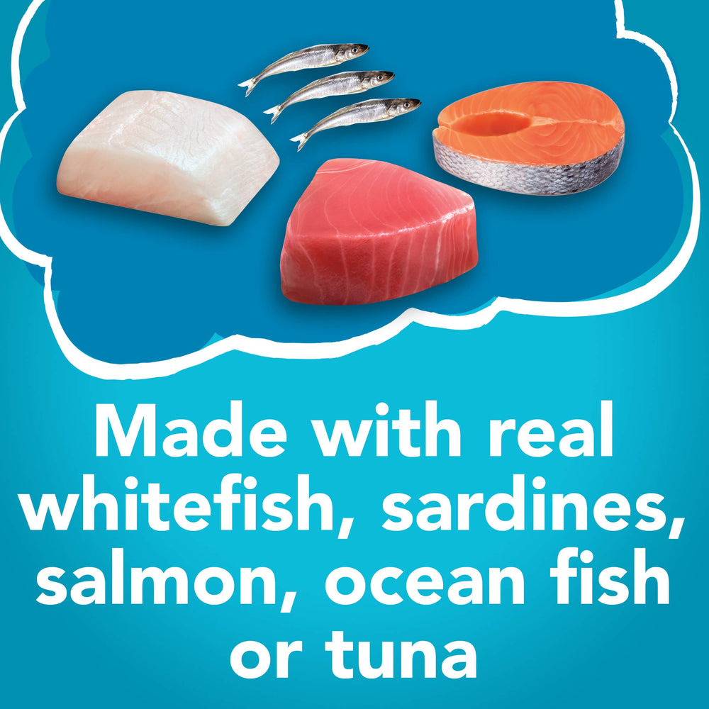 Friskies lata tesoros marinos atún, sabor intenso para una experiencia deliciosa.