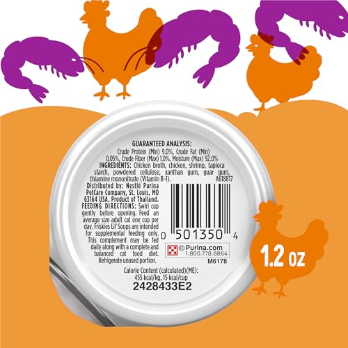 Friskies Lil’ Sopas añade vitamina B1 para apoyar el bienestar.