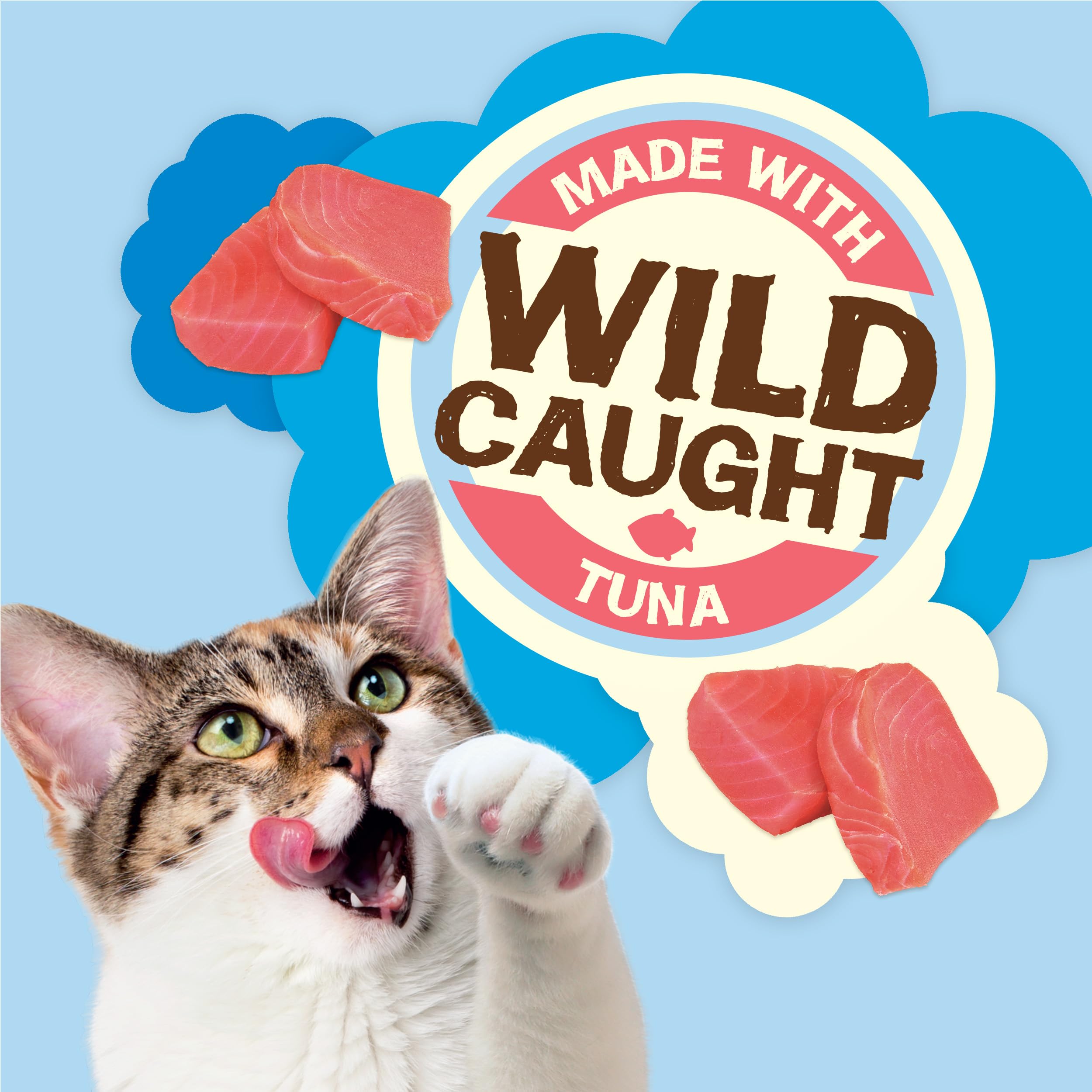 Friskies Yums Naturales con Atún Salvaje: bocaditos crujientes para gatos.