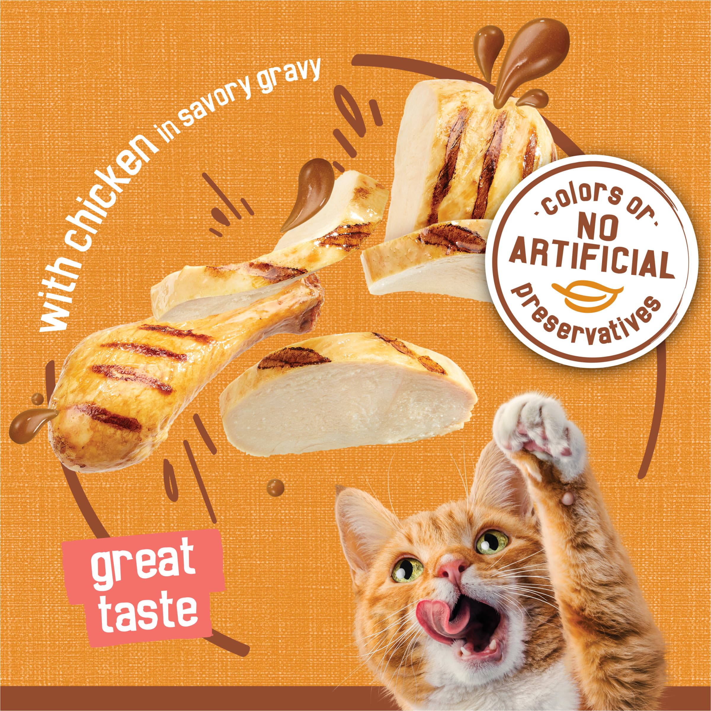 Friskies nutricion completa balanceada con pollo en porciones convenientes.