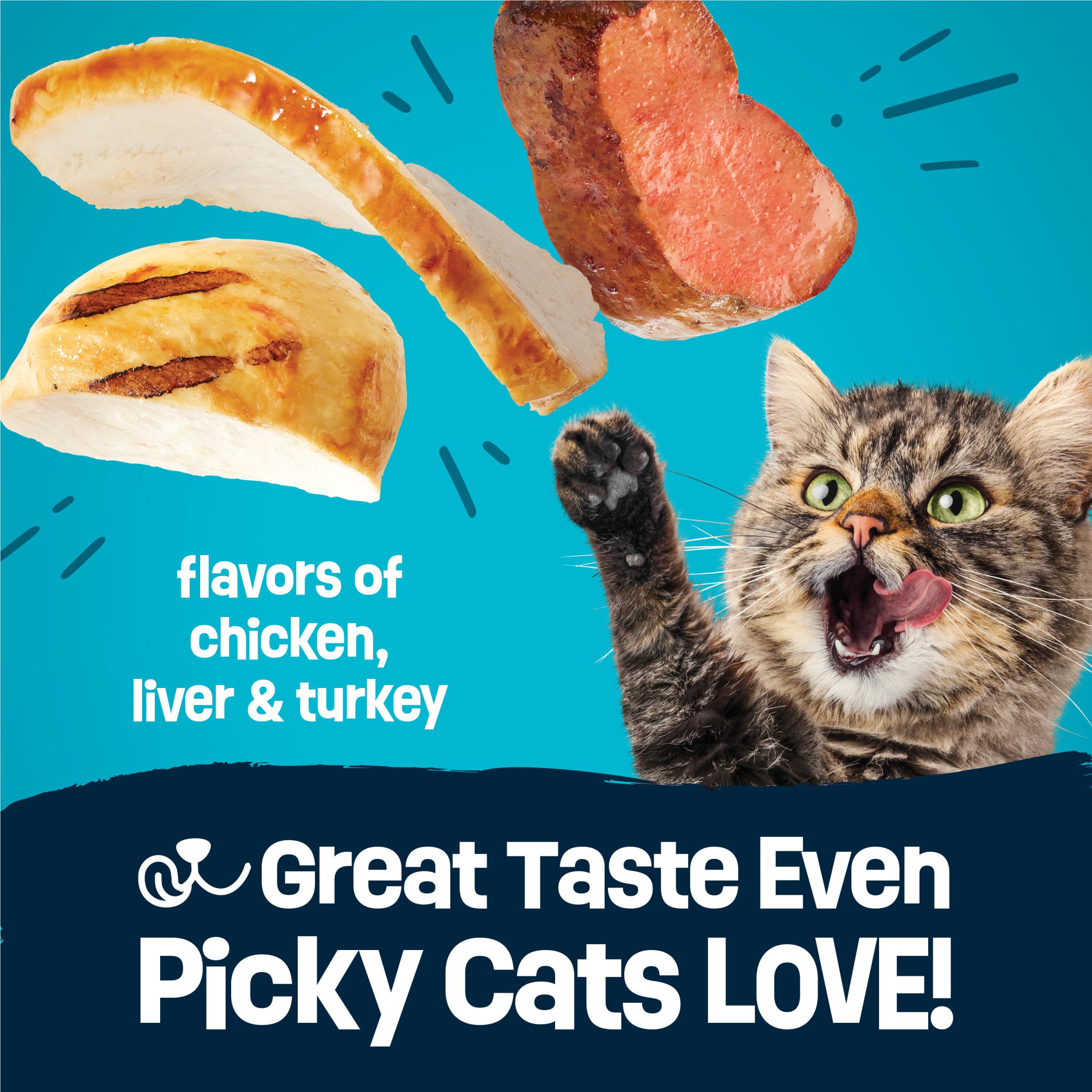 Friskies Party Pack’d croquetas con sabor intenso para gatos de interior o exterior.