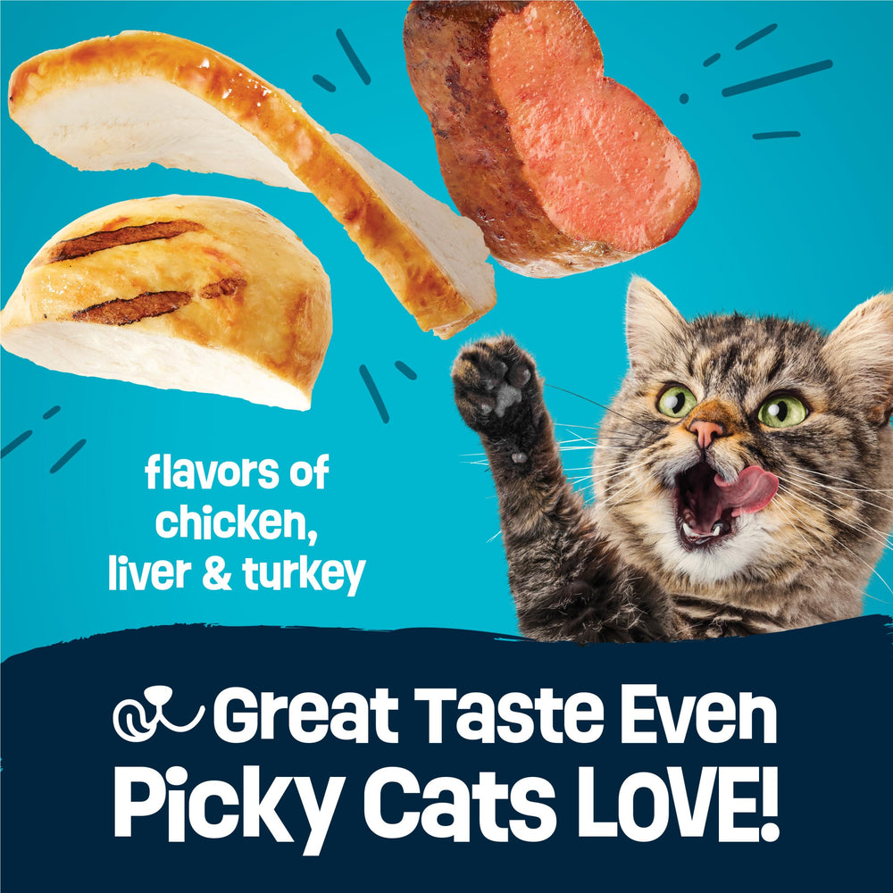 Friskies Party Pack’d croquetas con sabor intenso para gatos de interior o exterior.