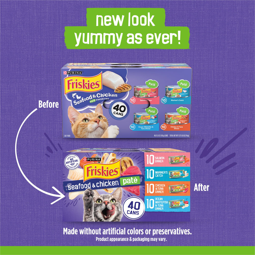 Friskies Pate Pollo en lata, sabor suave que atrae a tu gato.