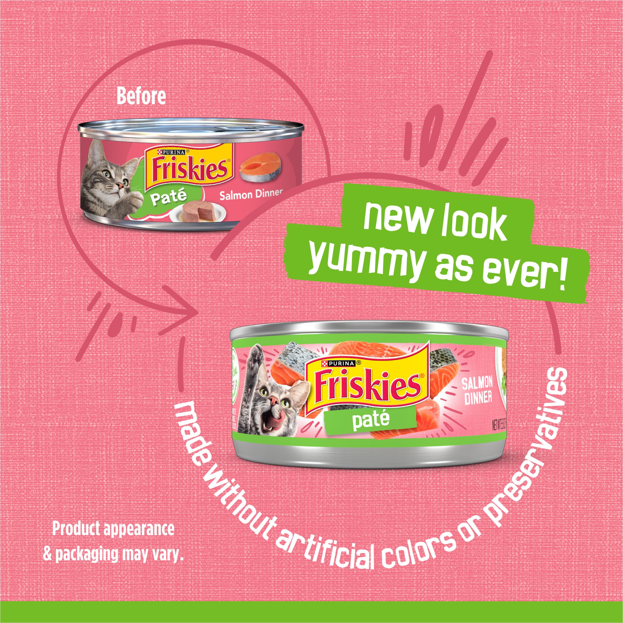 Friskies Pate Salmón Dinner, textura suave de pate para paladar delicado
