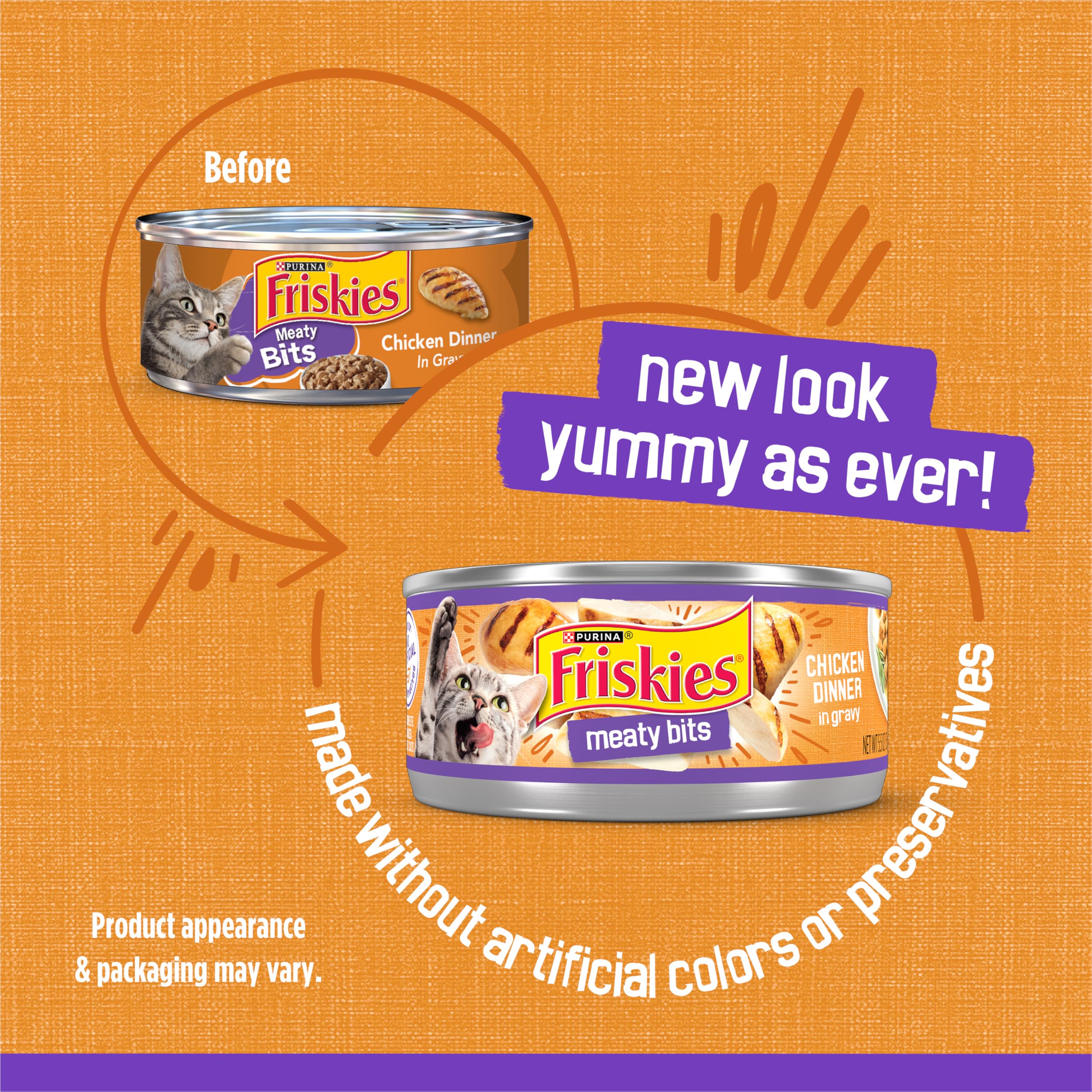 Friskies trocitos pollo en salsa, sabor envolvente para gatos.