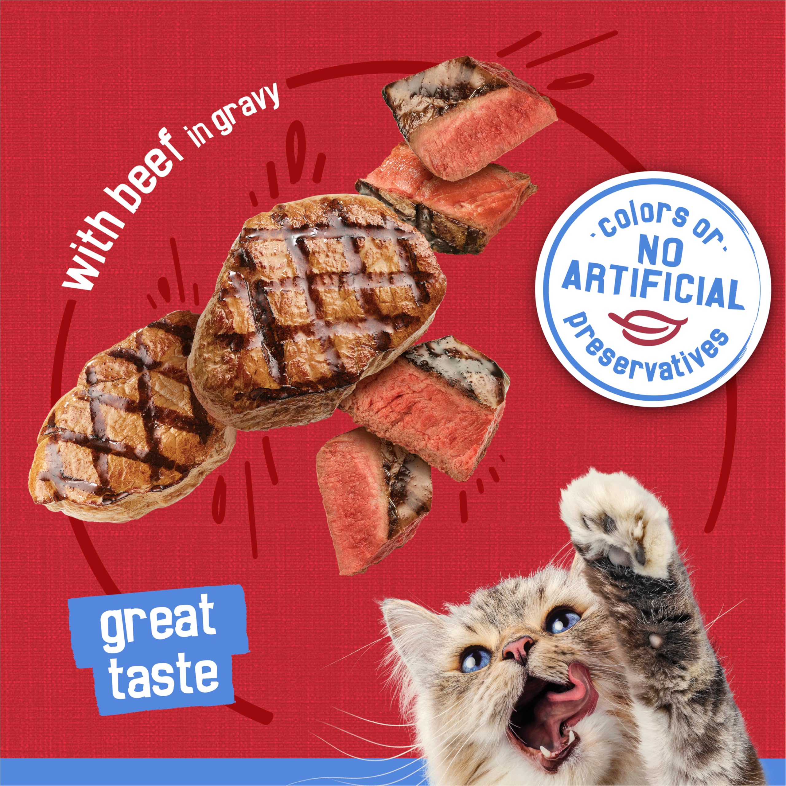 Friskies ternera en salsa, sabor sabroso y nutritivo para su gato.